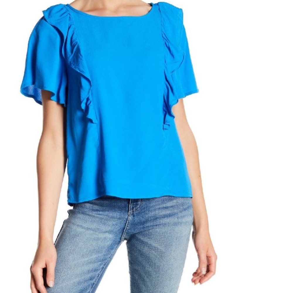 CODE X MODE RUFFLE BLOUSE, BLUE XS